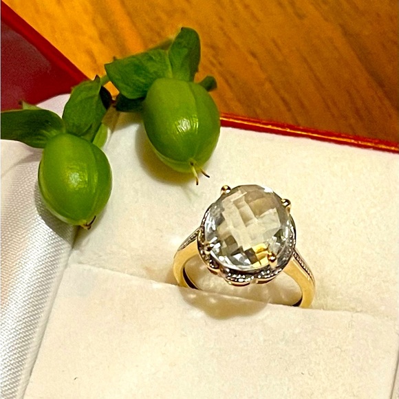 Final Price 14K Yellow Gold/ Prasiolite Checkerboard Oval Gem Ring - Picture 3 of 10